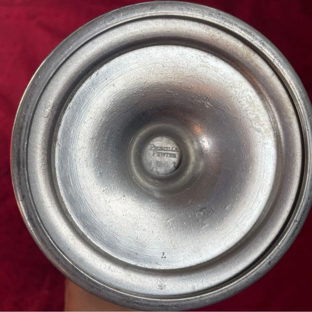 Elegant Pewter Coffee Pot with Curved Spout‎ and Pedestal Base